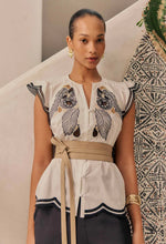 Load image into Gallery viewer, Once Was - ASEEL COTTON FLUTTER SLEEVE EMBROIDERED TOP (IVORY)