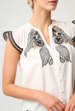 Load image into Gallery viewer, Once Was - ASEEL COTTON FLUTTER SLEEVE EMBROIDERED TOP (IVORY)