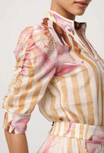 Load image into Gallery viewer, Once Was - CALANTHA COTTON SILK RUCHED SLEEVE SHIRT (Golden Promenade)