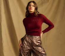 Load image into Gallery viewer, One Collective - Pointell High Neck Sweater (Wine)