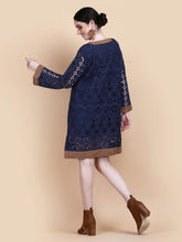 Load image into Gallery viewer, Anannasa - SABRINA EYELET TUNIC DRESS (Navy)
