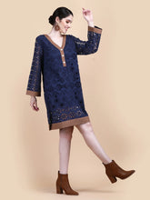 Load image into Gallery viewer, Anannasa - SABRINA EYELET TUNIC DRESS (Navy)
