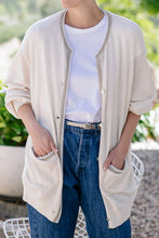 Load image into Gallery viewer, M.A. Dainty - Moto Cardigan Knit ()Whipped Cream Pearl Detail
