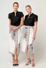 Load image into Gallery viewer, Once Was - Dalia Diamond Smock Yoke Silk Cotton Blouse (Onyx)
