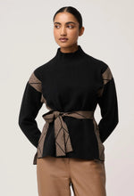 Load image into Gallery viewer, Once Was - Nomadic High Neck Sweater ( Black Chevron)
