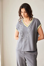 Load image into Gallery viewer, Peruzzi - Stripe Trim Top (Elephant)
