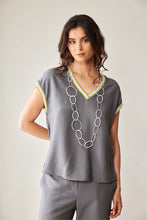Load image into Gallery viewer, Peruzzi - Stripe Trim Top (Elephant)

